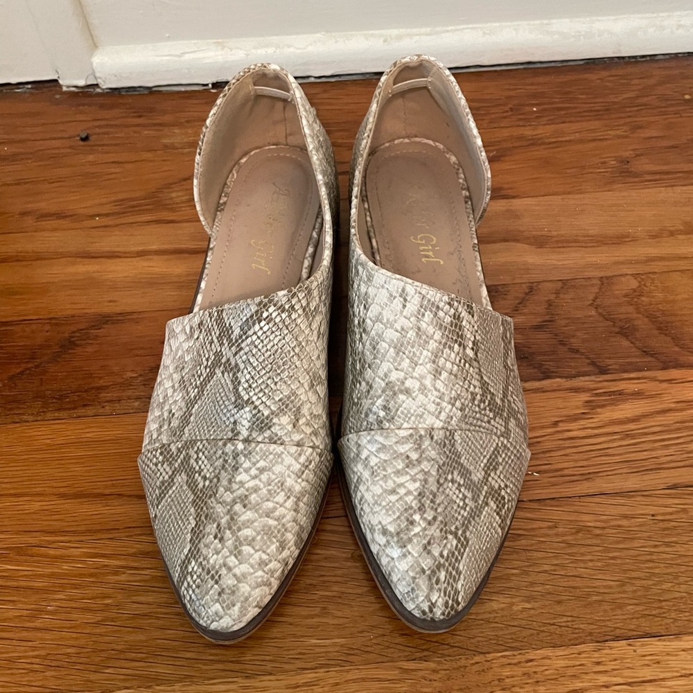 Faux snake skin loafers